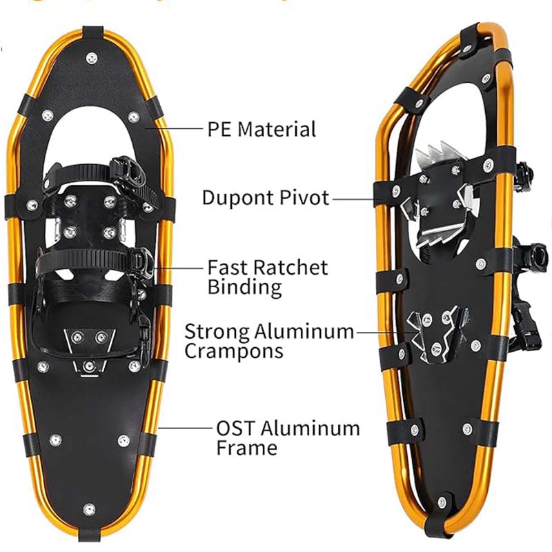 25/30 Inches Light Weight Snowshoes with Poles for Women Men Youth Kids,Adjustable Trekking Poles,Carrying Tote Bag,Orange