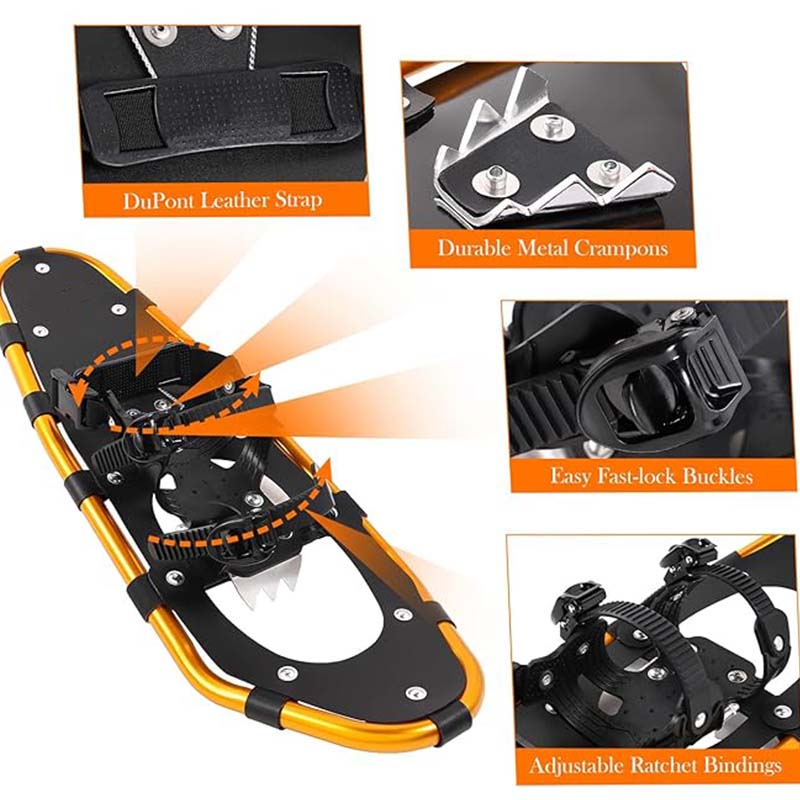 25/30 Inches Light Weight Snowshoes with Poles for Women Men Youth Kids,Adjustable Trekking Poles,Carrying Tote Bag,Orange