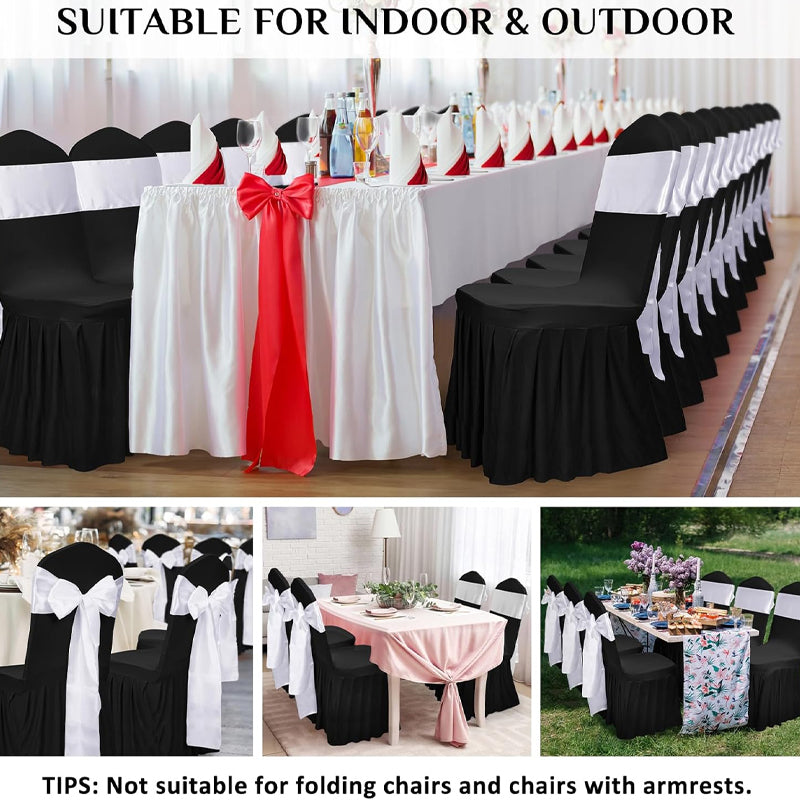 Chair Cover Stretch Skirt 6pcs Universal Fitted Chair Cover Stretch Spandex Folding Chair Cover