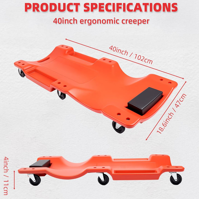 Mechanic Plastic Creeper 360lbs Weight Capacity 40 Inches Heavy Duty Automotive Rolling Garage