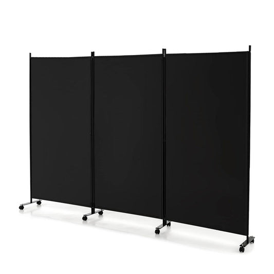 3 Panel Folding Room Divider, Privacy Screen With Lockable Wheels, Portable Room Divider Screen For Room, Office, Restaurant