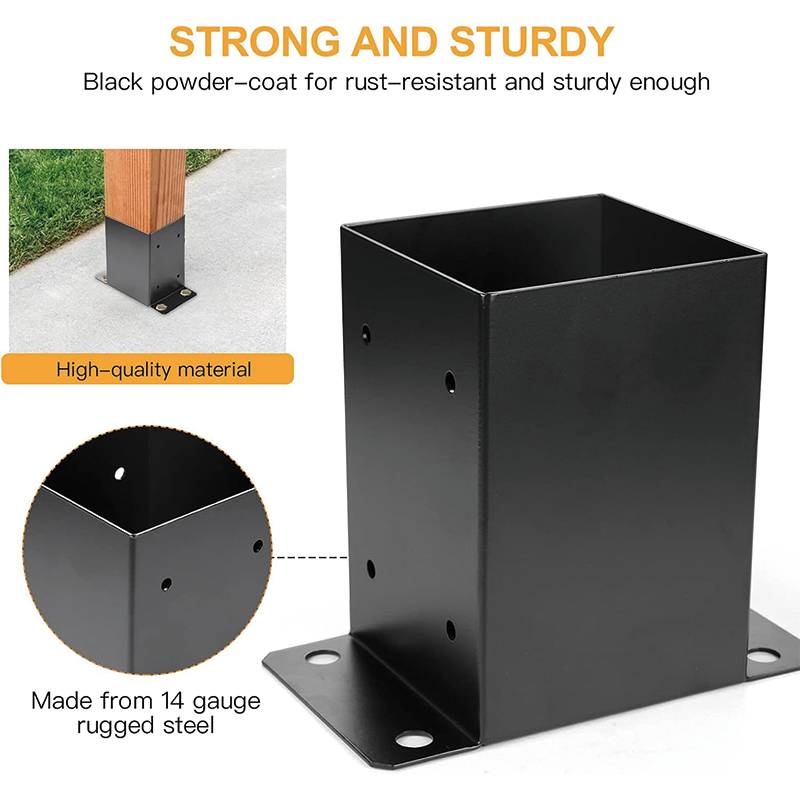 Coshar 4-Pack Black Square Post Base Brackets - Stainless Steel Deck Post Flange For 1x1 Posts, Fence & Railing Support