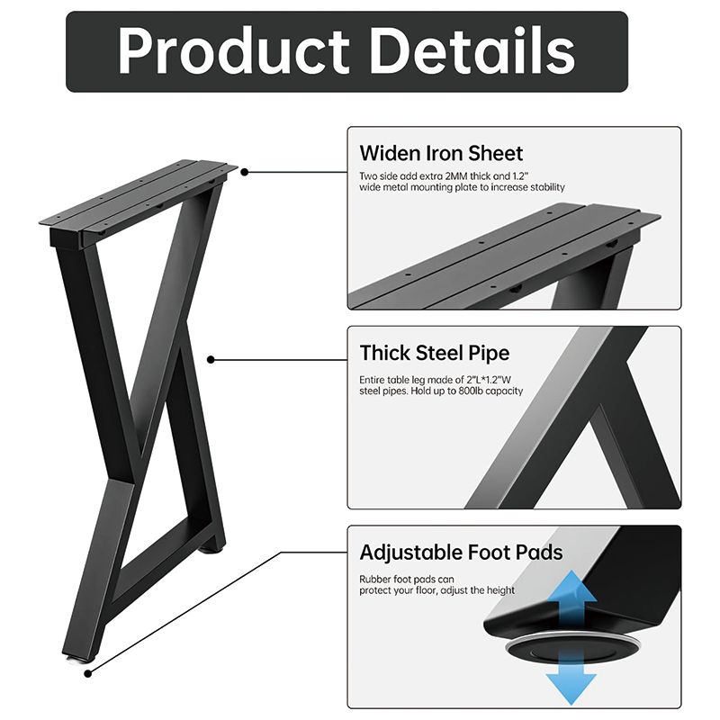 Metal Table Legs Heavy Duty,28x18 inch,Z Shape Metal Furniture Legs,Metal Furniture Legs for Dining Desk Bench and Coffee Table,Set of 2