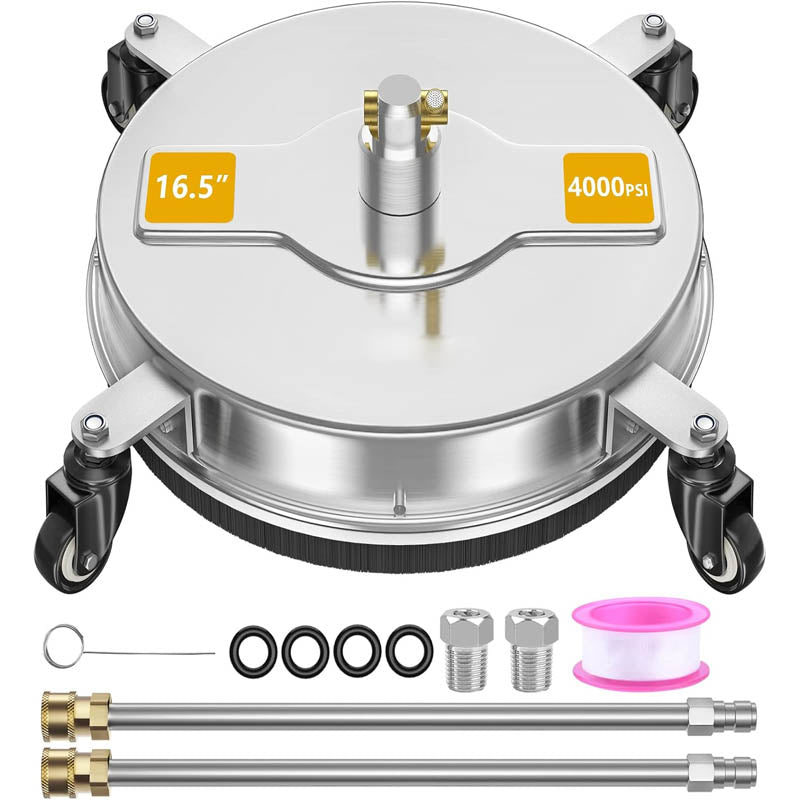 16.5'' Pressure Washer Surface Cleaner with  2 Extension Wand 2 Replacement Nozzles For Floor Driveway