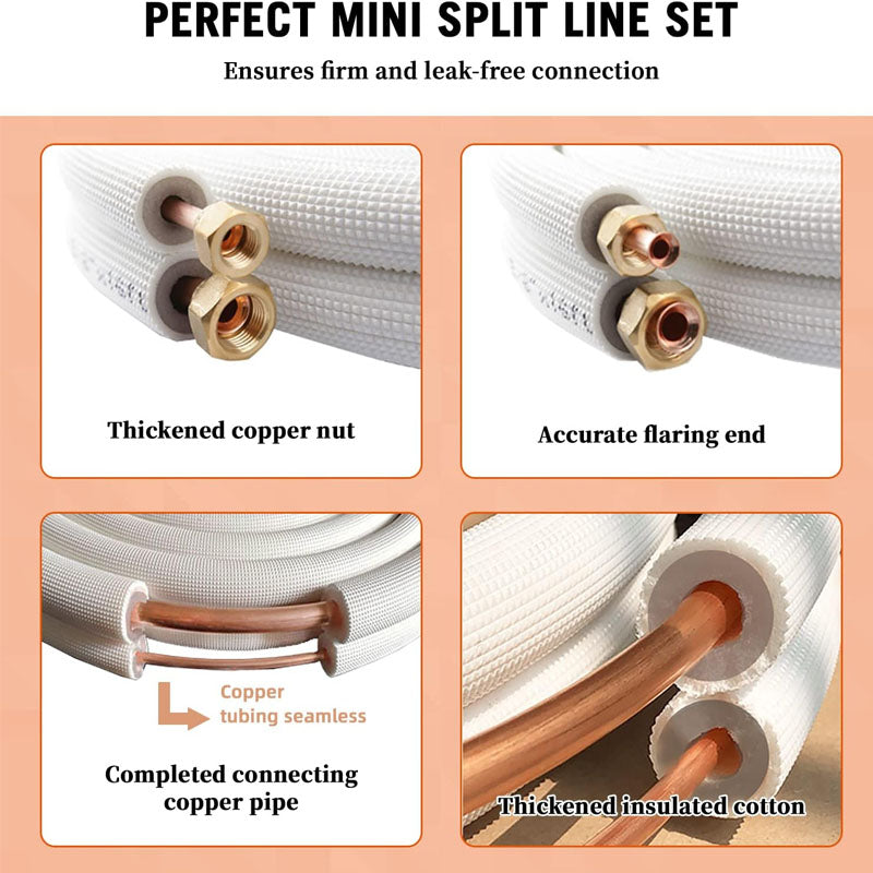 24000 Btu Mini Split Heat Pump 50ft Length Mini Split Line Set,1/4